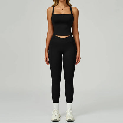 2 Pieces Yoga Set Women Tracksuits Sport Bras Workout Tops Yoga Clothes Fitness Leggings Flared Pant Gym Set Seamless Yoga Suit Good Vibrations