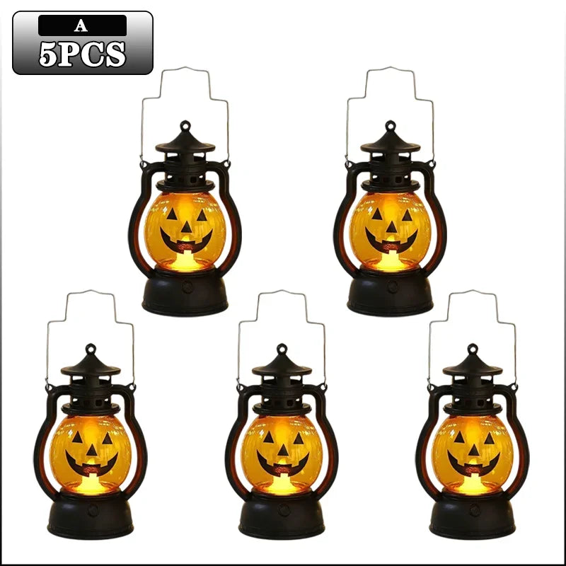 1-10PC Halloween Pumpkin Ghost Face Lamp Portable Skull Decoration Light for Bar Party Table Atmosphere Prop Halloween Decor Use Good Vibrations