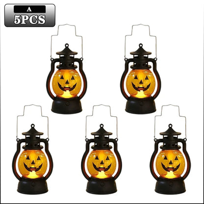 1-10PC Halloween Pumpkin Ghost Face Lamp Portable Skull Decoration Light for Bar Party Table Atmosphere Prop Halloween Decor Use Good Vibrations