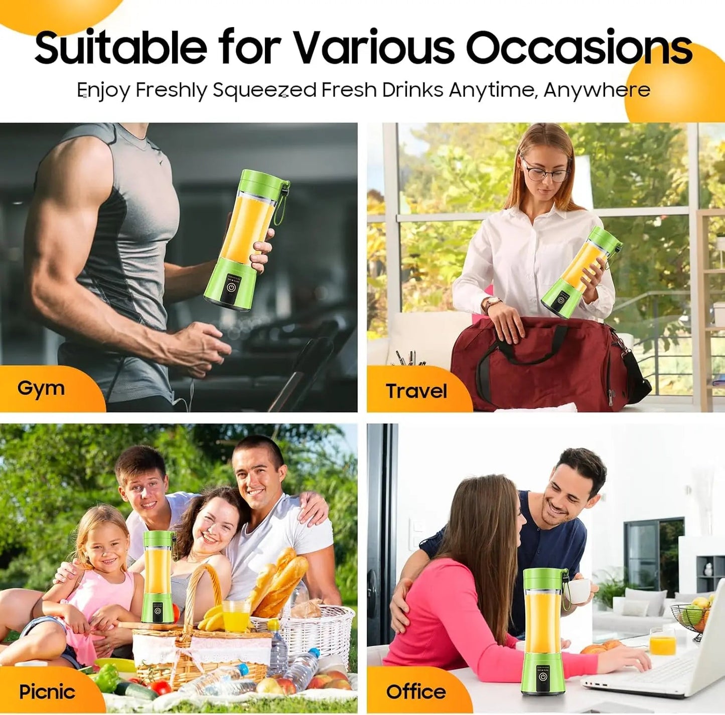 New Mini Portable Blender Bottle USB 6 Blades Fruit Fresh Juicer Smoothies Mixer Machine Crusher Food Processor for Kitchen Good Vibrations
