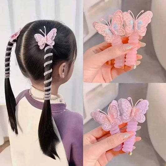 Cute Butterfly Hair Ties High Elasticity Phone Cord Scrunchie Resin and Polyester Headwear Suitable Daily Wear Hair Accessories Good Vibrations