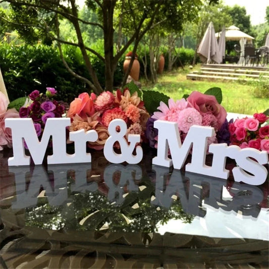 NEW Wedding Decorations Log Color White Letter Set Mr & Mrs Decor Props Just Married Wedding Events Party DIY Decor Wedding Sign Good Vibrations