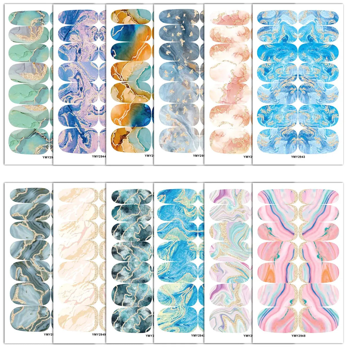 10/12 Sheets Self-adhesive Nail Stickers With Nail File Full Pack Nail Stickers Creative DIY Nail Art Decals Girls Color Fashion Good Vibrations