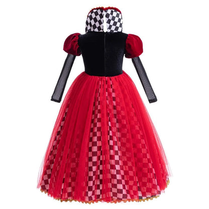Halloween Queen of Hearts Costume For Girl Alice In Wonderland Cosplay Dress Girls Witch Dress Masquerade Orgy Party Clothes Good Vibrations