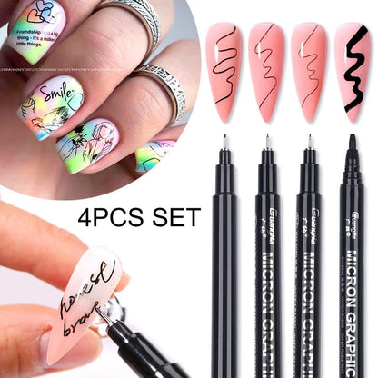 Nail Art Graffiti Pen Set 3D Black Gold Nail Art DIY Polish Pen Paint Liner Pens Manicure Nail Design Painting Tools Nails Brush Good Vibrations