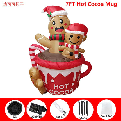 Inflatable LED Decorations Christmas Season, Gardens, Shopping Malls Christmas Plush Bears, Dinosaurs, Cocoa Cup Inflatables Good Vibrations