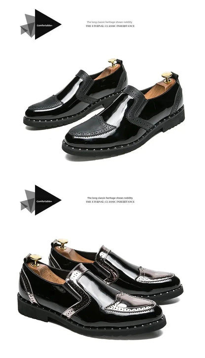 Fashionable Formal Men Shoes Lightweight Outdoor Loafers Thick Soled Wear-resistant Leather Shoes Black Gold andSilverSizes38-48 Good Vibrations