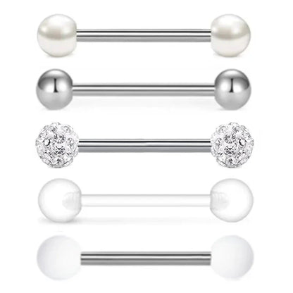 5PCS Acrylic Tongue Piercing Barbell Set Stainless Steel Glitter Tongue Rings Lot 14G Nipple Piercing Bar Bulk Piercing Langue Good Vibrations Adult Super Store