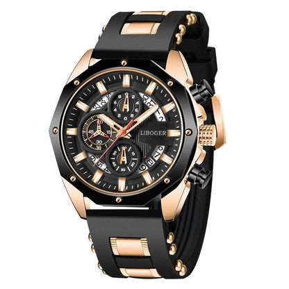Fashion Business Men Watch Top Brand High Quality Auto Date Big Dial Silicone Strap Sports Quartz Watches For Him Gifts Good Vibrations