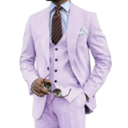 Elegant Man Suit Tailored 3-piece Suit Linen Suit High-quality Wedding Art One Breasted Gun Lapels  Suit for Men Summer Beach Good Vibrations