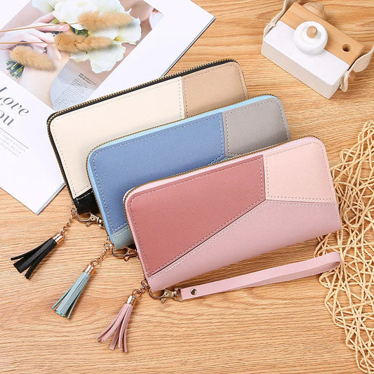 Fashion Zipper Wallets Womens Long Purses Handbags Coin Purse Cards Holder PU Leather Billfold Wallet Good Vibrations