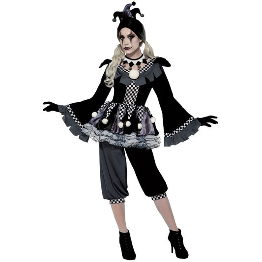 Halloween Women Horrifying Clown Monster Ghost Cosplay Costume Ugly Criminal Murderer Circus Clown Fancy Dress for Girls Good Vibrations