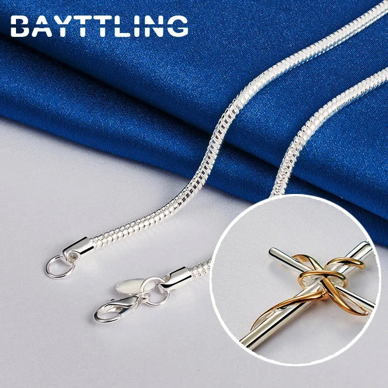 925 Sterling Silver 16-30 Inches Simple Cross Necklace For Women Men Fashion Wedding Gift Jewelry Good Vibrations
