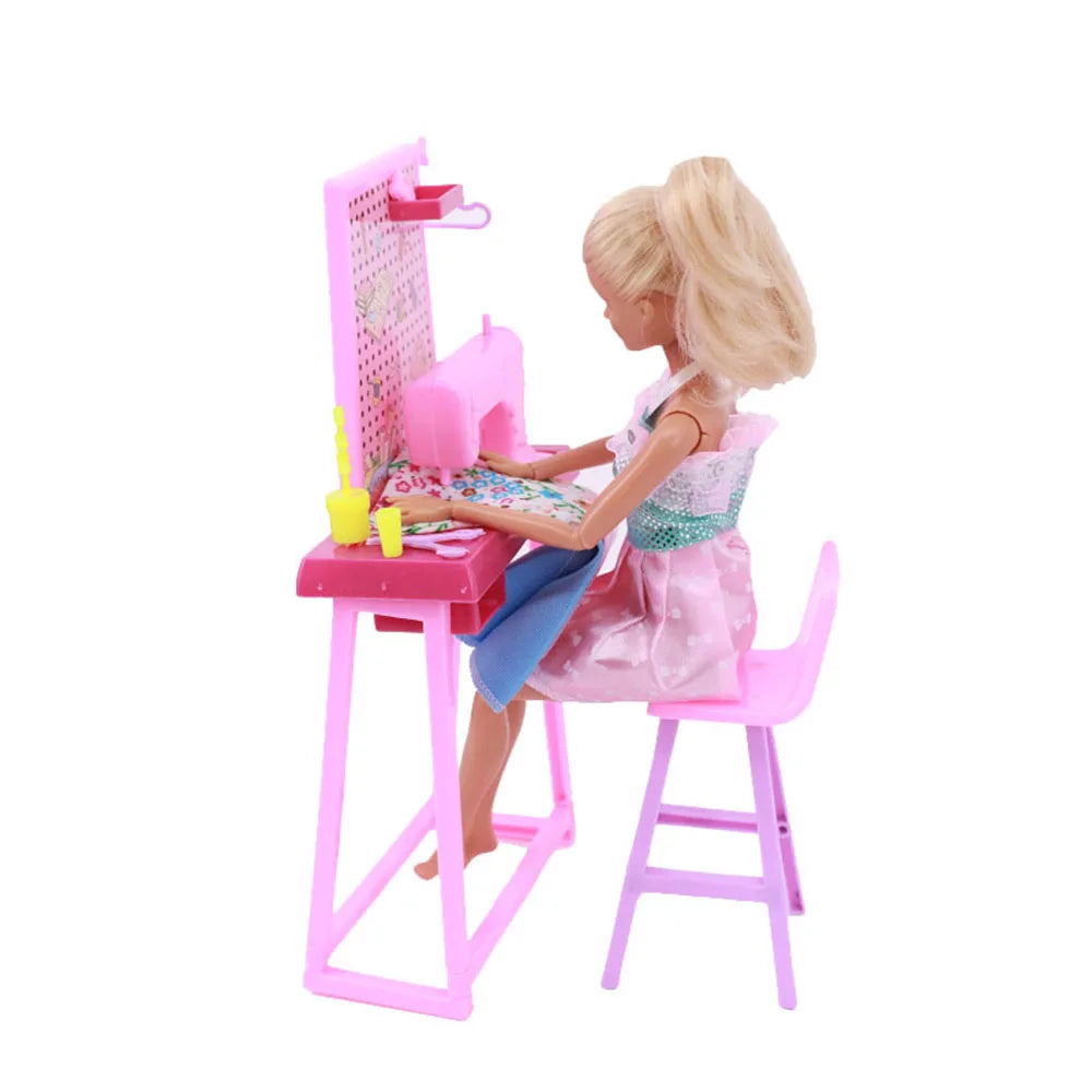 Doll House Furniture Bed Table Chair For 11.8inch 30cm Doll Plastics Cleaning Tools Accessories Mini Furniture Model Gifts Toys Good Vibrations