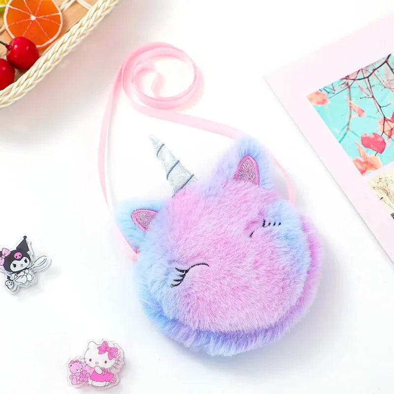Cute Plush Cartoon Coin Purse Children Girls Shoulder Bag  Unicorn Animals Messenger Bag Kids Keys Coin Purse Mini Handbag Good Vibrations