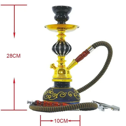 Black Blue Green Red White Yellow,10.6in\27cm Small,Single\Double Hose 1\2,Bar Shisha Full Set Luxury Smoking Pipe Hookah Set Good Vibrations