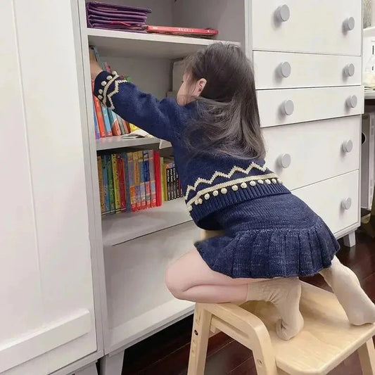 Knitted Sweater MF Brand 2025 New Winter Kids Sweaters for Girls Cute Knit Cardigan Baby Sets Children Cotton Outwear Clothing Good Vibrations