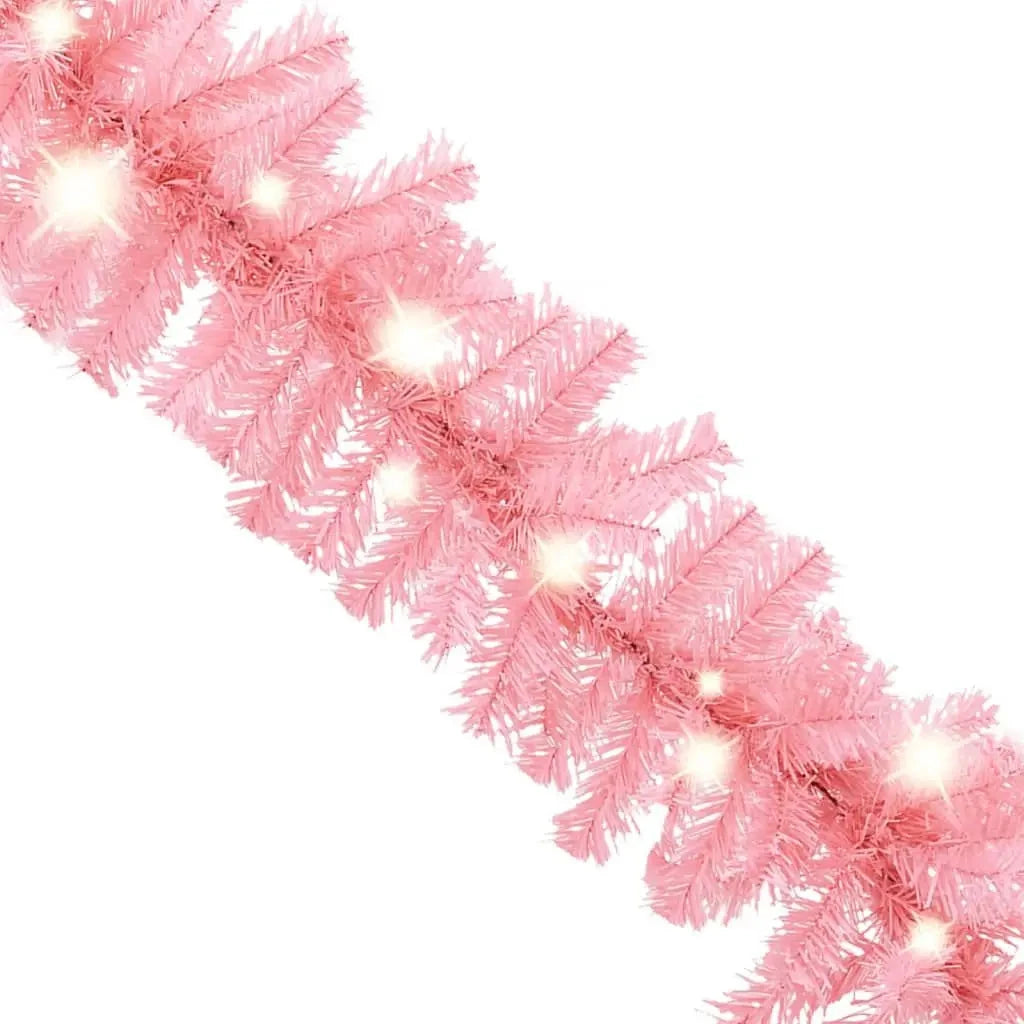 66 ft Pink Christmas Garland with LED Lights Festive Wreath Decorations Good Vibrations