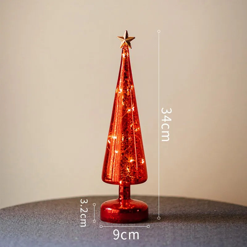 Christmas Tree Glass Night Light for Home Xmas Romantic Holiday Atmosphere Arbol De Navidad Ornaments LED Luminous Decoration Good Vibrations