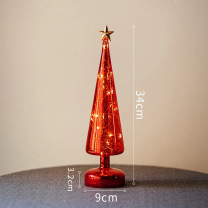 Christmas Tree Glass Night Light for Home Xmas Romantic Holiday Atmosphere Arbol De Navidad Ornaments LED Luminous Decoration Good Vibrations