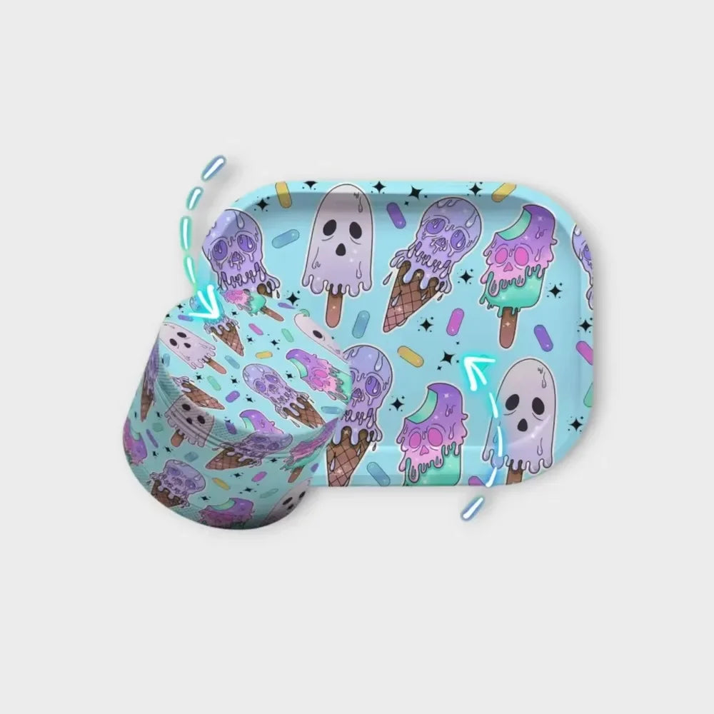 Two Pieces in One Rolling Tray and Grinder Kit Tobacco Accessories Good Vibrations Adult Super Store