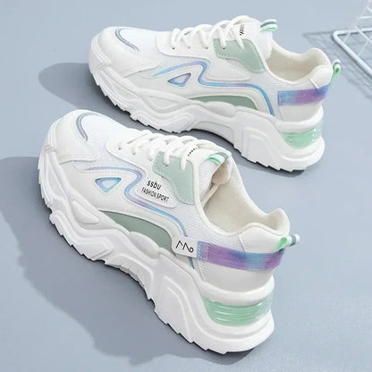 2023 Sneakers Women Platform Flat Shoes Woman Shoes Green Casual Trainers Ladies Chunky Sneakers Women Shoes Good Vibrations