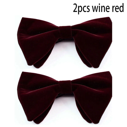 Mens Oversized Bow Tie Solid Velvet Bowtie Wedding Party Tuxedo Adjustable Necktie Big Bow Tie Good Vibrations