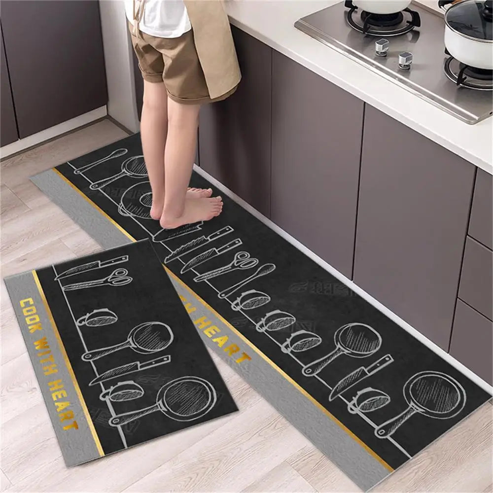 Soft Washable Non-Slip Kitchen Floor Mat for Bedroom Living Room Hallway Bathroom Entrance Long Bedside Carpet Good Vibrations