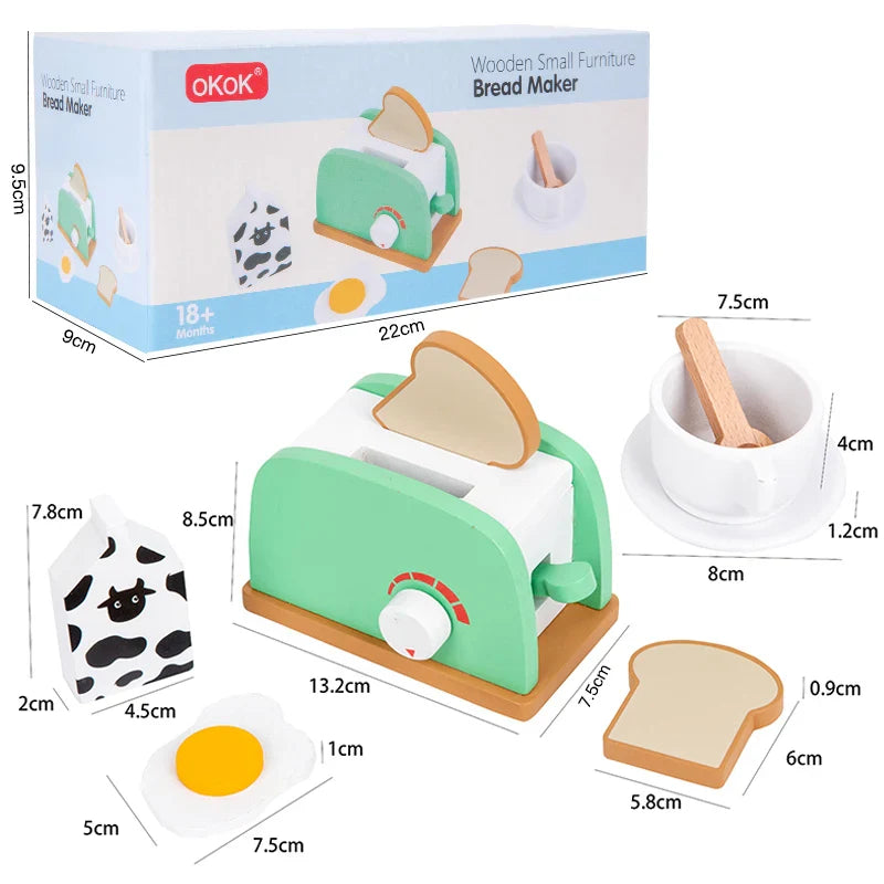 Children's playhouse wooden toys, simulation juicer, coffee machine, blender, bread machine, creative building blocks Good Vibrations