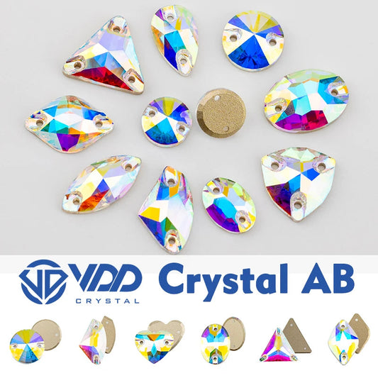 VDD Chamfer AAAAA Top Quality K9 Glass Sew On Rhinestones Sewing Crystal AB Flatback Stone For Clothes Accessories Wedding Dress Good Vibrations