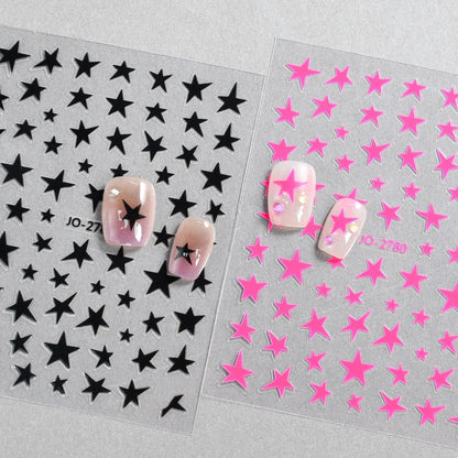 3/6/12 Sheets Star Nail Stickers Set – Neon Laser Color Self-Adhesive Decals DIY Gel Acrylic Nail Art Decoration Good Vibrations