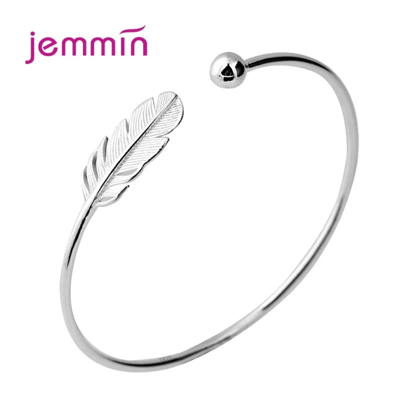 925 Silver Bracelets for Women Perfect Polished Fashion Women Opened Bangle Anti-allergy Sterling-silver-jewelry Good Vibrations