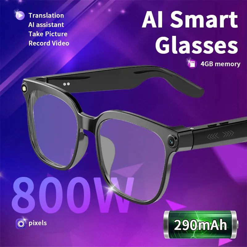 AI Glasses Smart Glasses 800W HD Photo And Video Recording Real-Time Translation Men Glasses For Women Anti-Blue Light Men Gift Good Vibrations
