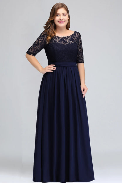 Women Plus Size Lace Chiffon Bridesmaid Dresses Long For Wedding Elegant A Line Evening Party Gown Guest Prom Vestidos De Soiree
