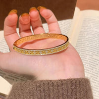 Charm dignified bracelet for women diamond inlay hollow out antique gold craftsmanship light luxury exquisite bangles jewelry Good Vibrations