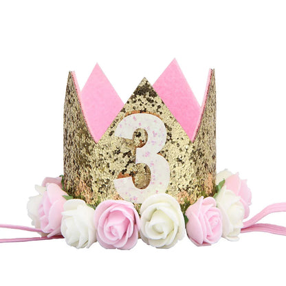 1st Birthday Party Decor Hat Kids 1 2 3 Year Happy Birthday Boy Girl Crown Hat First Happy Birthday Party Baby Shower Decoration Good Vibrations