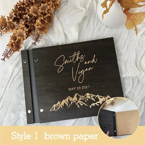 Personalized Guest Book Wedding Album Memory Wooden Adventure Rustic Unique Photo Album For Custom Name Marriage Wedding Gift Good Vibrations