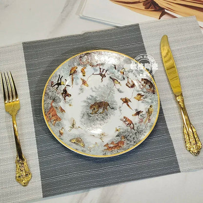 European ceramic western dinner plate, jungle set, steak plate, Coffee cup, afternoon , personalized gift set Good Vibrations