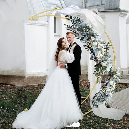 6.9ft Balloon Arch Stand Curved Wedding Arch Backdrop Stand Moon Arch for Ceremony Birthday Party(Gold) Good Vibrations