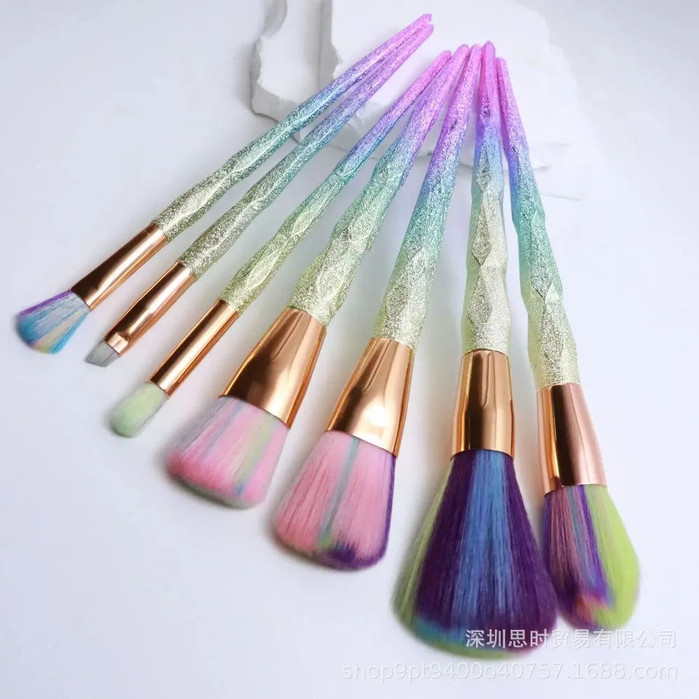 7/10pcs Make Up Brushes Set Loose Powder Foundation Eye Shadow Cosmetic Brushes Frosted Diamond-shaped Unicorn Soft Makeup Tools Good Vibrations