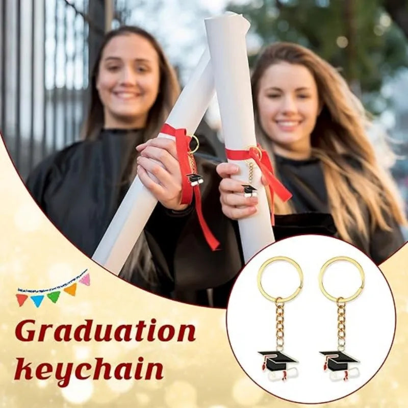 20 Graduation Gifts: Graduation Cap-shaped "Happy Graduation" Keychains. Metal material, suitable for graduation/school return g Good Vibrations