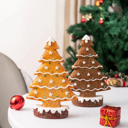 Festive Resin Gingerbread Christmas Tree Figurine, Holiday Tabletop Centerpiece Decor for Home Christmas Atmosphere Good Vibrations