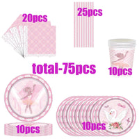 Pink Swan Ballet Theme Party Disposable Tableware Paper Plates Napkins Princess Girls Happy Birthday Party Decor Good Vibrations