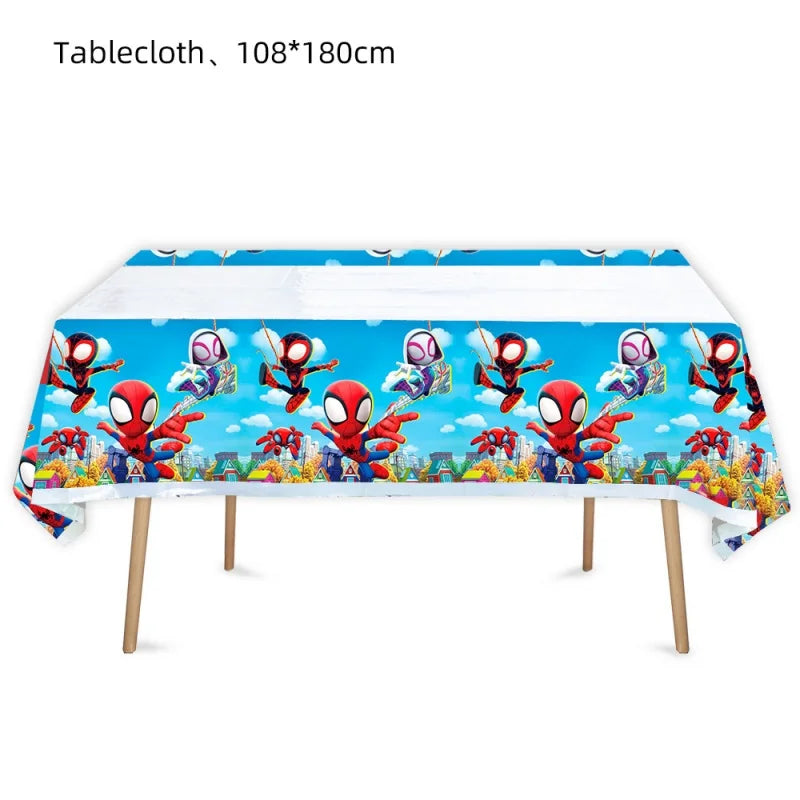 Cartoon Spider Theme Party Decor Tablecloth Party Supplies Table Cover Supers Heros Boys Favor Baby Shower Birthday Party Gifts Good Vibrations