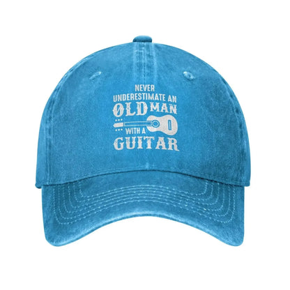 Funny Hat Never Underestimate an Old Man with A Guitar Hats Men Baseball Cap Cute Caps Good Vibrations