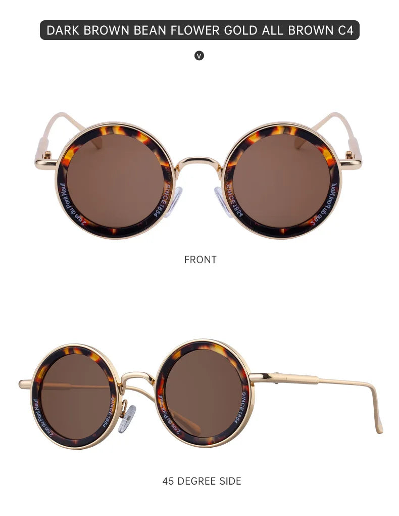 Round Steampunk Sunglass Men Vintage Punk Sunglasses Women Trendy Retro Fashion Glasses Gafas De Sol Hombre Lunette Soleil Femme Good Vibrations
