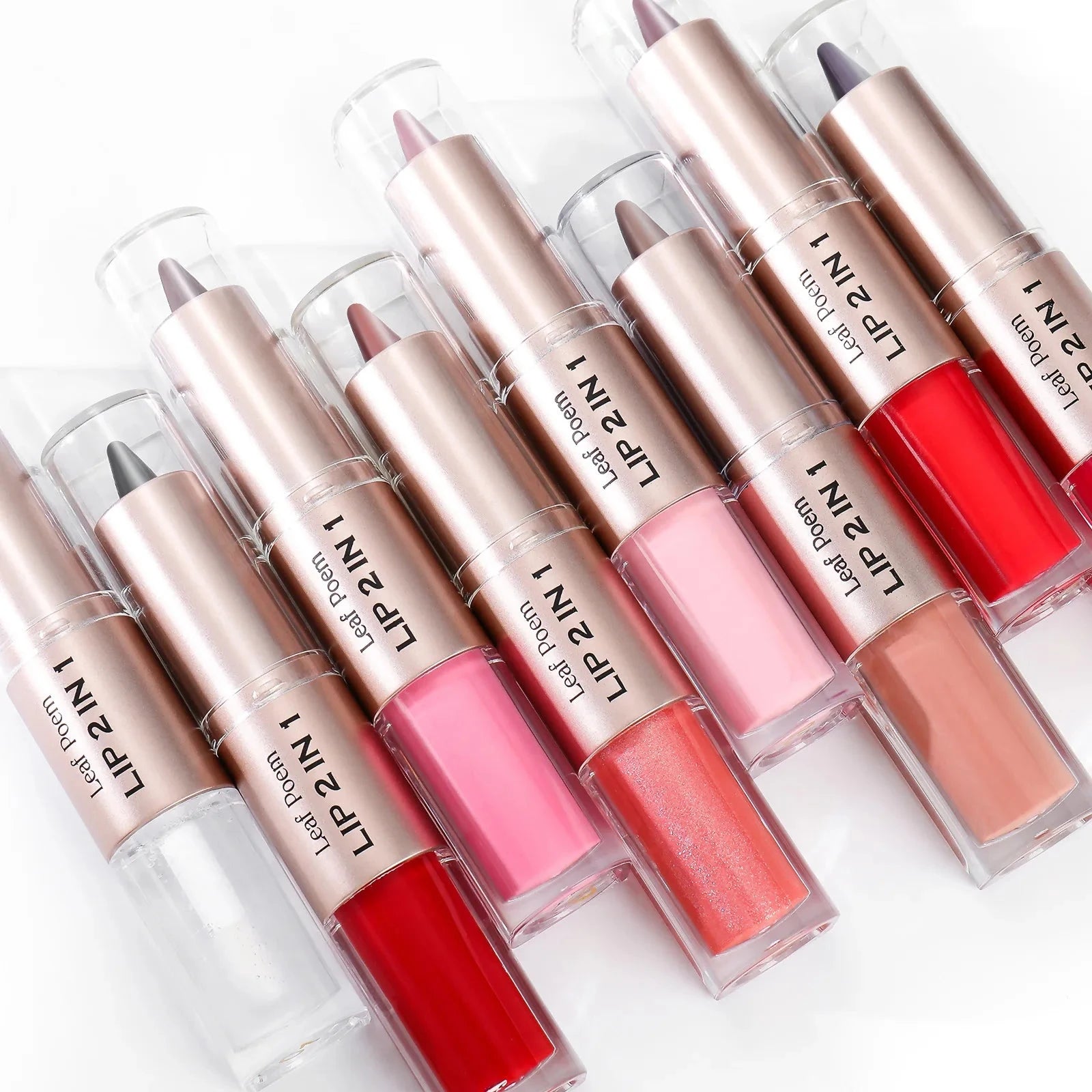 Black Brown Tapered Lip Liner Contour Pencil Double Head Mirror Plumping Lip Glaze Crystal Lip Gloss Sexy Red Lips Tint Makeup Good Vibrations