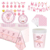 Pink Swan Ballet Theme Party Disposable Tableware Paper Plates Napkins Princess Girls Happy Birthday Party Decor Good Vibrations