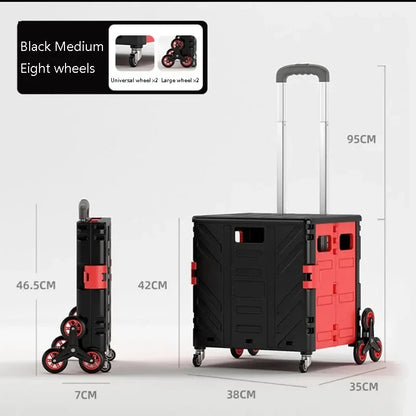 Home Supplies Trolley Shopping Storage Containers Folding Cart Plastic Shopping Cart Vehicle Mounted Storage Box Bag On Wheels Good Vibrations