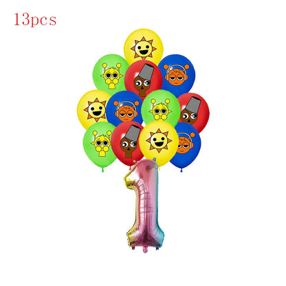 Incredibox sprunki Birthday Party Decorations Cake Topper Balloons Tablecloth Cups Plates Kids Birthday Party Supplies Good Vibrations